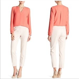 NWT Adrianna Papell Trouser Pant Millenium Kate Fit Pink Stretch Straight Blush